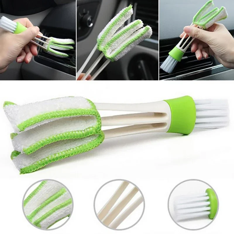 

Car Air Vent Double Head Cleaning Brush Car Air Conditioner Vent Brush Microfibre Car Grille Dashboard Auto Interior Accessories