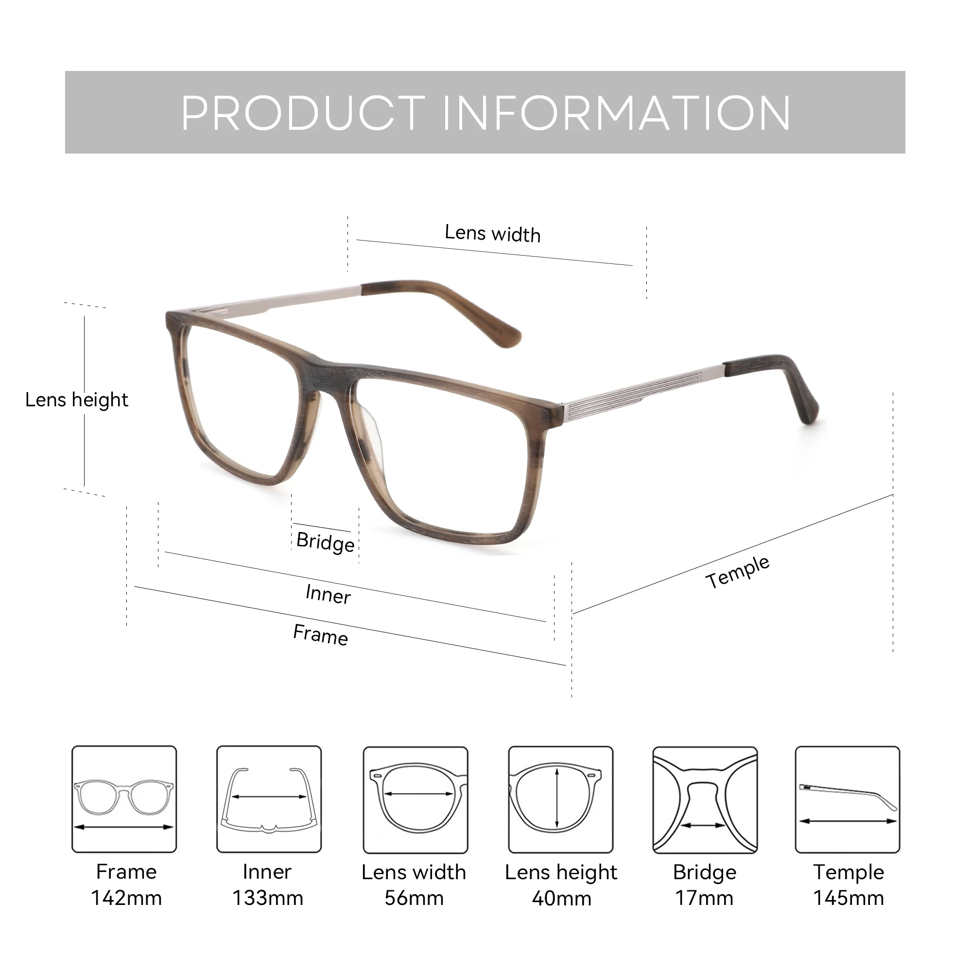 نظارات طبية مربعة من BLUEMOKY للرجال مستطيلة متعددة البؤر فوتوكروميك مضادة للضوء الأزرق لقصر النظر