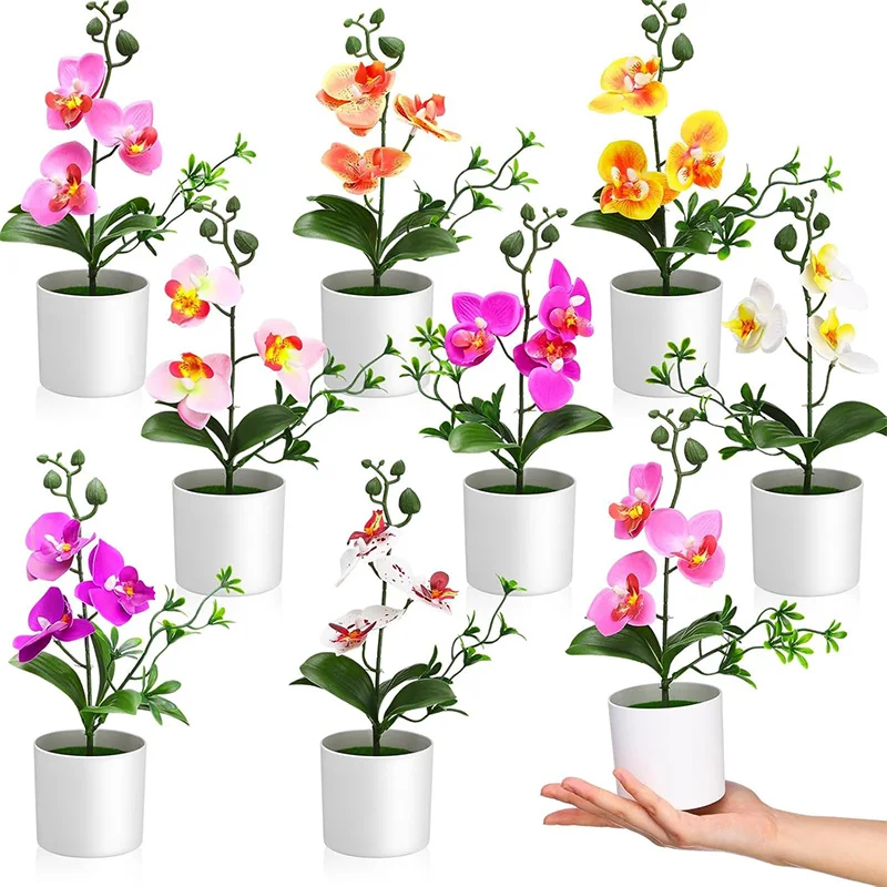 

1Pc Butterfly Orchid Bonsai Artificial Simulation Flower Plant Dining Table Home Room Office Vase Accessory Wedding Decoration