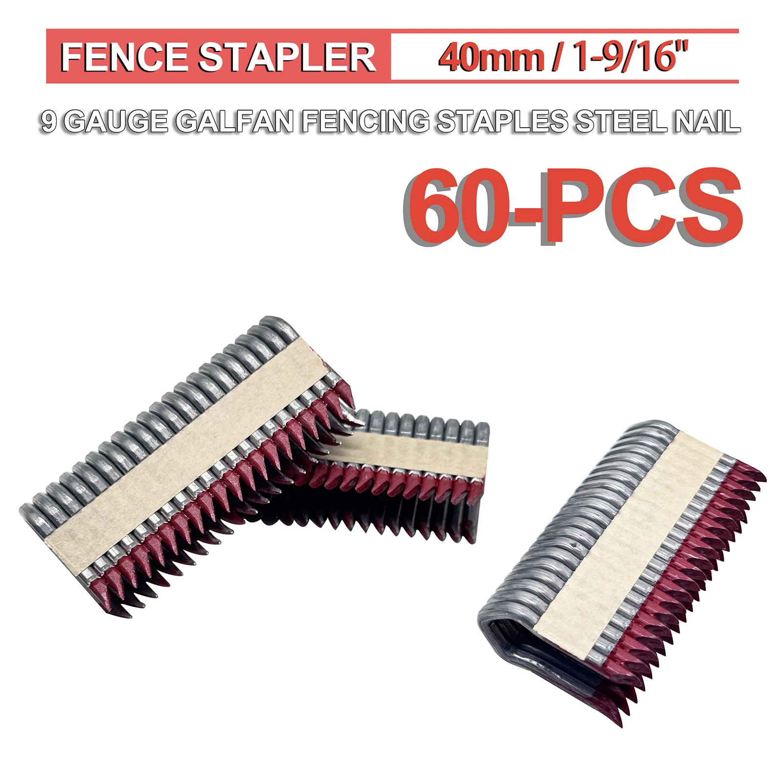 

60PCS Durable Barbed Fencing Staples With 40mm Length Strong 9 Gauge Steel, Ideal for Mesh Panels Daily Farm Work Nailer
