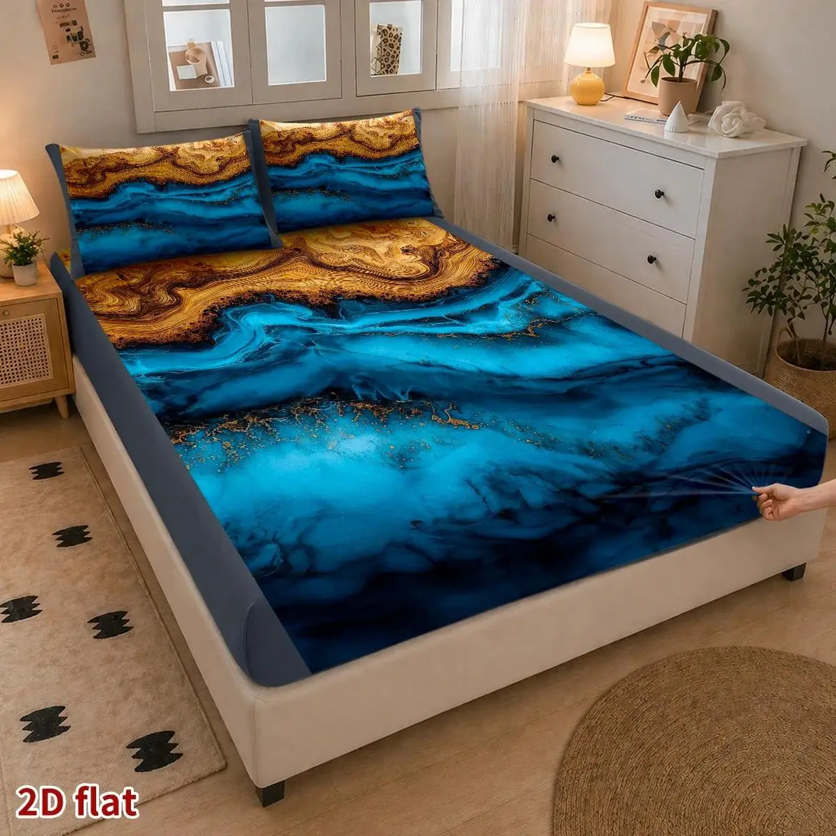 2D Digital Printed Three-Piece Bedding Set (Includes 1 Fitted Sheet + 2 Pillowcases) Minimalist Style, Mattress Protector, Fitted Elastic Style, Protective Cover, 2D Flat Priting, Mattress Protector, Angel-Themed Feast, Vintage Oil Painting Style, Christmas Limited Edition, Suitable for All Seasons, Machine Washable Design, Holiday Decoration, Various Sizes, Breathable Protective Cover Plus Pillowcase