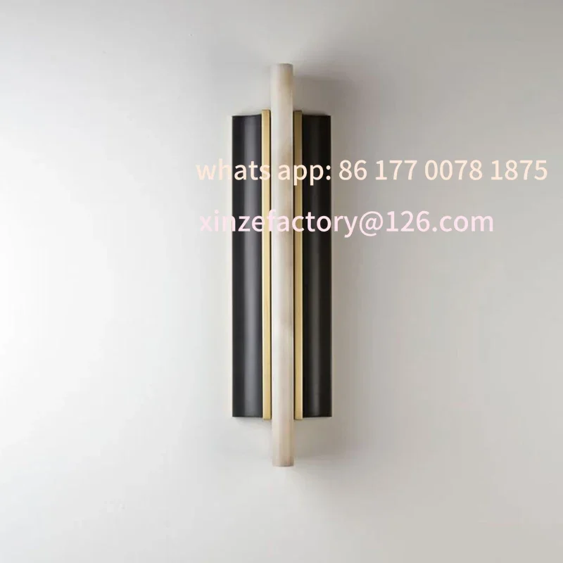 Customizable Minimalist Marble Wall Lamp Copper Alabaster Ambient Lighting for Living Room Bedroom Hallway Villa Castle