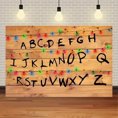 American TV Stranger Theme Background Lights Alphabet Episode Series Vinyl Banner Party Decoration Supplies Photo Prop Baby Gift - Image 7