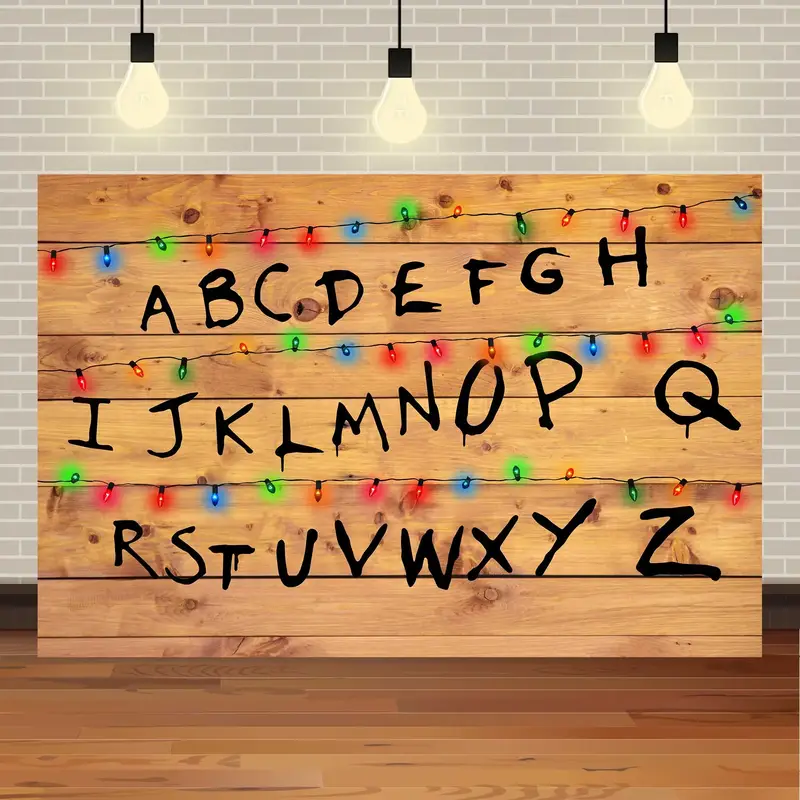 American TV Stranger Theme Background Lights Alphabet Episode Series Vinyl Banner Party Decoration Supplies Photo Prop Baby Gift - Image 7