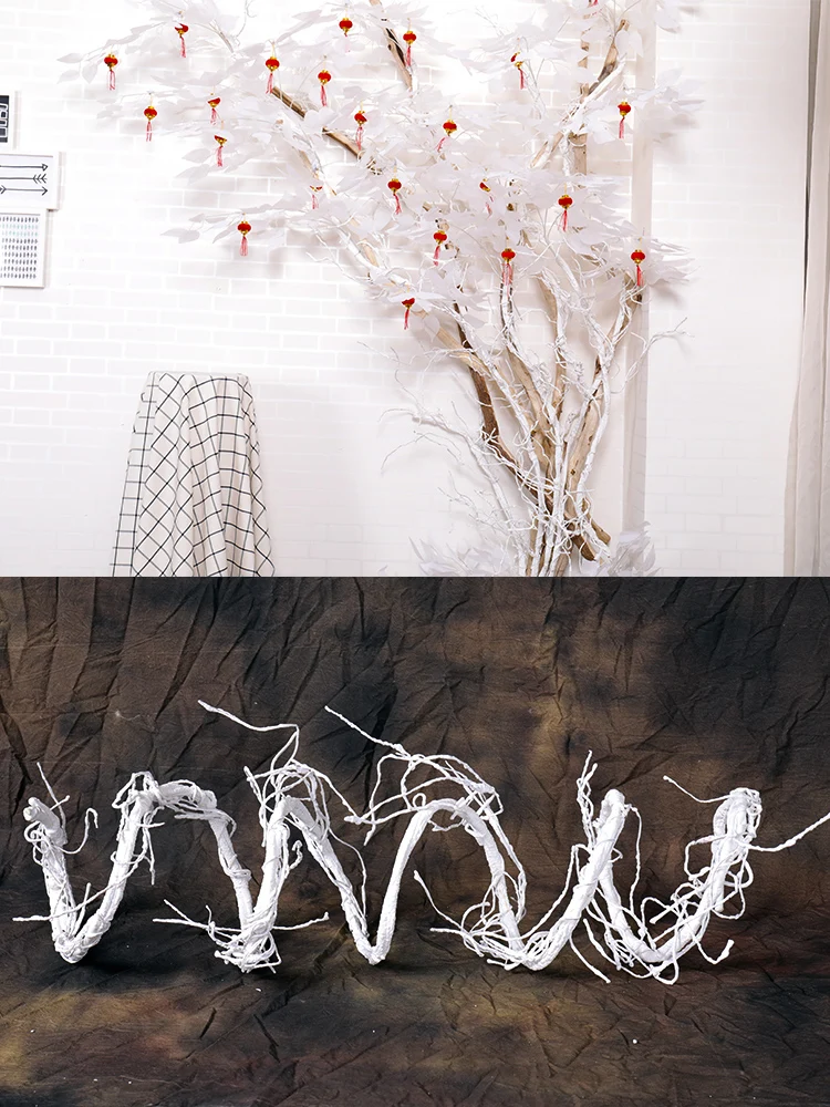 300cm Flexible Vine Cherry Branches Fake Twigs Decorative Tree White Trunk Liana Artificial Plants DIY Wall Hanging Home Wedding