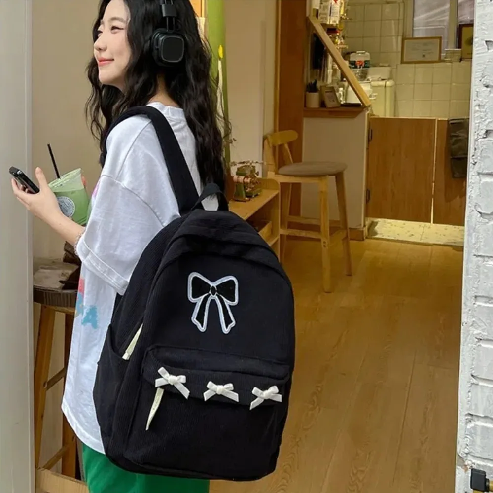 Cute Bowknot Aesthetic Backpack Lightweight School Backpack Casual Travel Daypack for Girls Women High School College