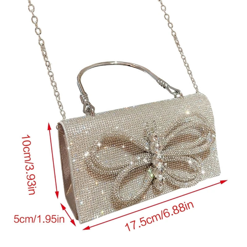 Women's Evening Bag with Glitter Chain Strap Perfect for Parties and Gatherings