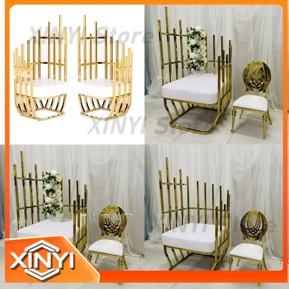 Stainless Steel Wedding Party Sofa Chair for Single Bride Groom King Irregular Leisure Chair
