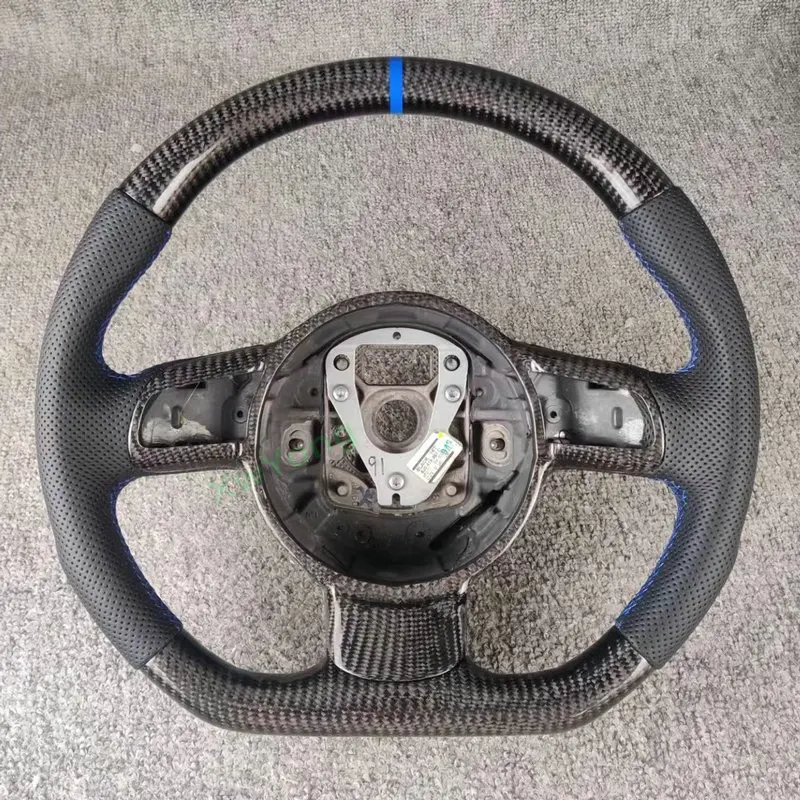 100% Real Carbon Fiber / Forged Carbon Leather Car Steering Wheel For Audi TT R8 A38P