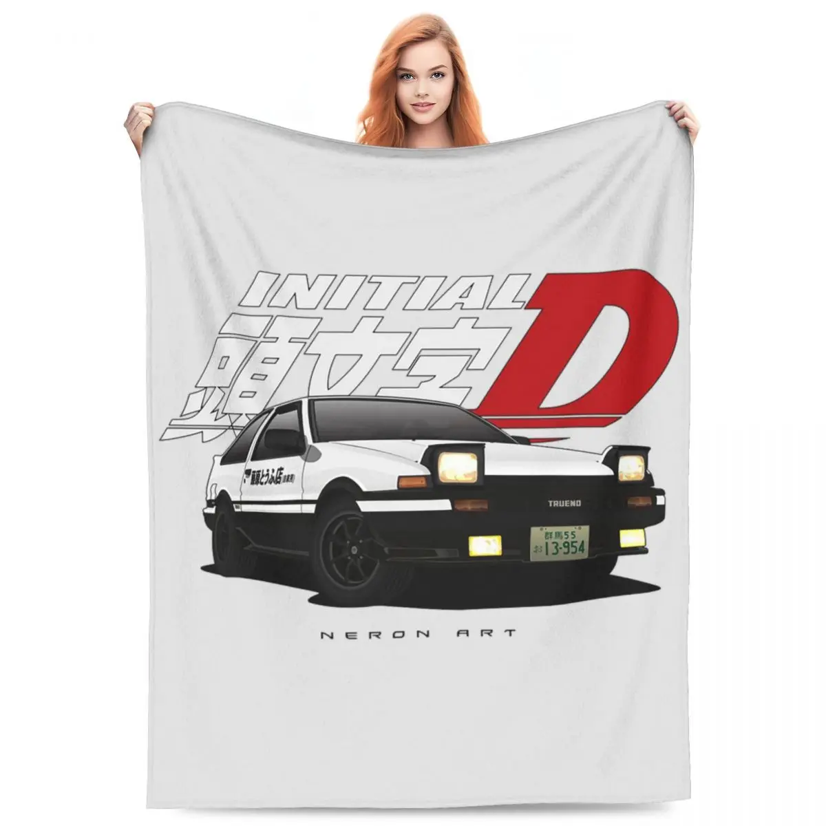 Anime Drift AE86 Initial D (1) Blankets Fleece Sofa Throw Blanket Portable for Couch Bedding Outdoor Throws Bedspread Quilt