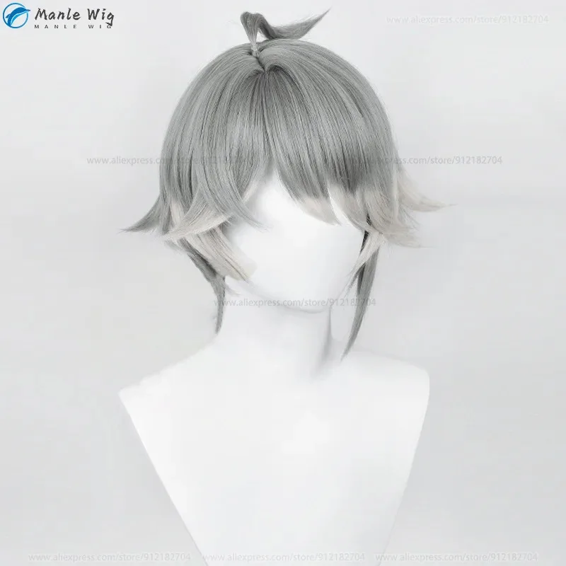 Juego Cosplay Sumeru Al Haitham Cosplay peluca gris Haitham pelucas pelo resistente al calor Anime Cosplay pelucas + gorro de peluca