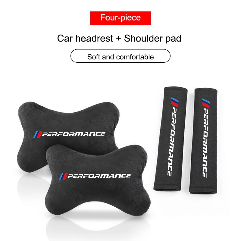 Almohadillas protectoras para cinturón de seguridad de coche, reposacabezas de columna Cervical, almohada para el cuello para BMW M Power