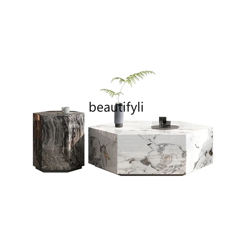 

S Coffee Table Combination Living Room Minimalist Modern Stone Plate Marble Advanced Italian Style