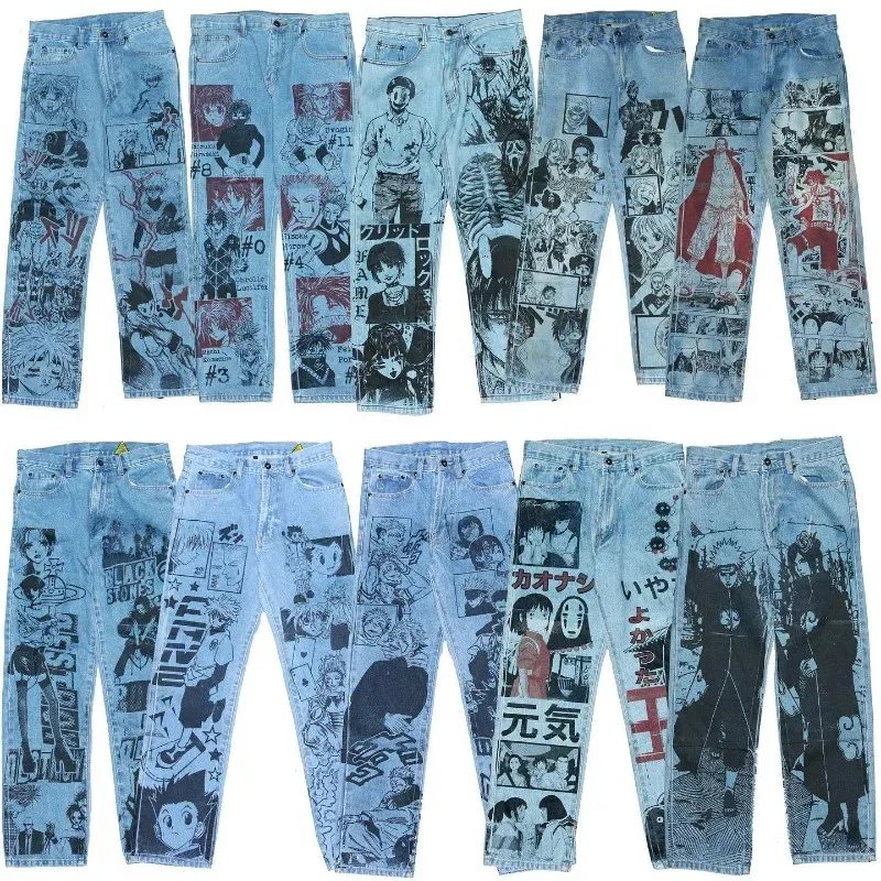 

Y2k Anime Baggy Denim Trend Hand Drawn Printed Pattern New Men Women Pants Hip Hop Retro Harajuku Streetwear Unisex Casual Jeans