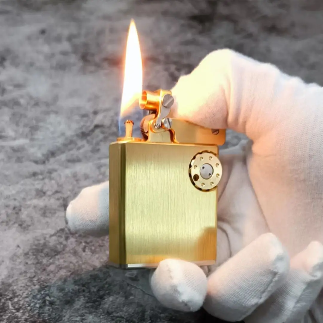 Precision Luxury Special Oil Lighter, Unique Copper Automatic Machinery Petrol, Multifunctional Kerosene Smoking, Vintage