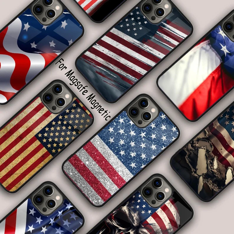 USA American Flag Magnetic Phone Case For APPLE iPhone 16 14 13 12 11 Pro Max 15 Plus Wireless Charge With MagSafe Cover