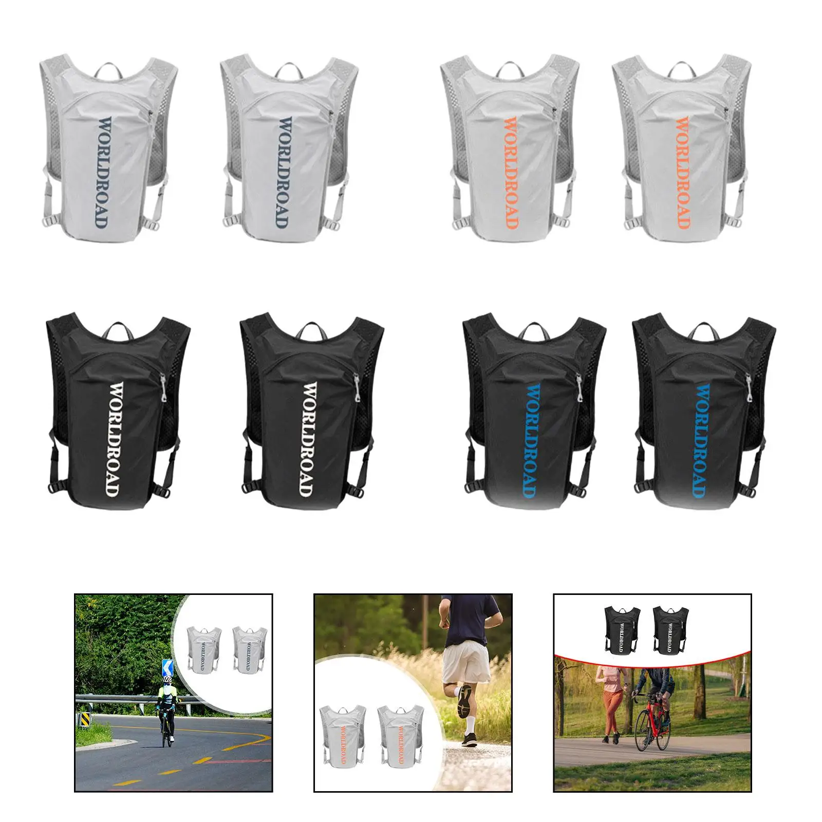 2x Hydration Vest Backpack Hydration Pack Water Bladder Bag for Sports