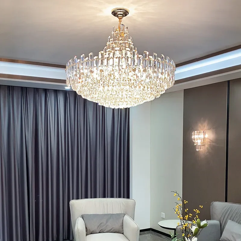 

Post-modern light luxury crystal lamp, living room, simple and luxurious atmosphere, villa chandelier