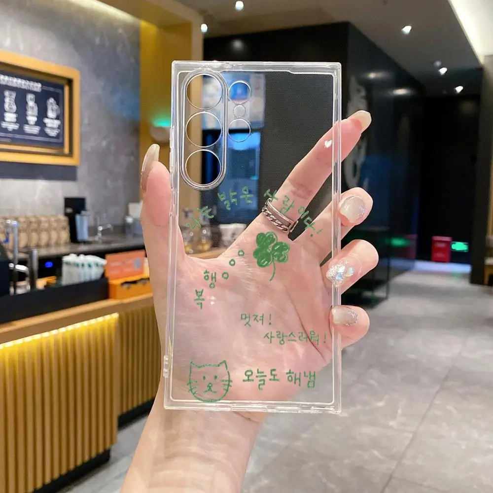Korean Ins Letters Phone Case For Samsung Galaxy  S26 Ultra S25 FE S24 S23 S22 Plus S25 Edge S21 transparent soft shell Covers