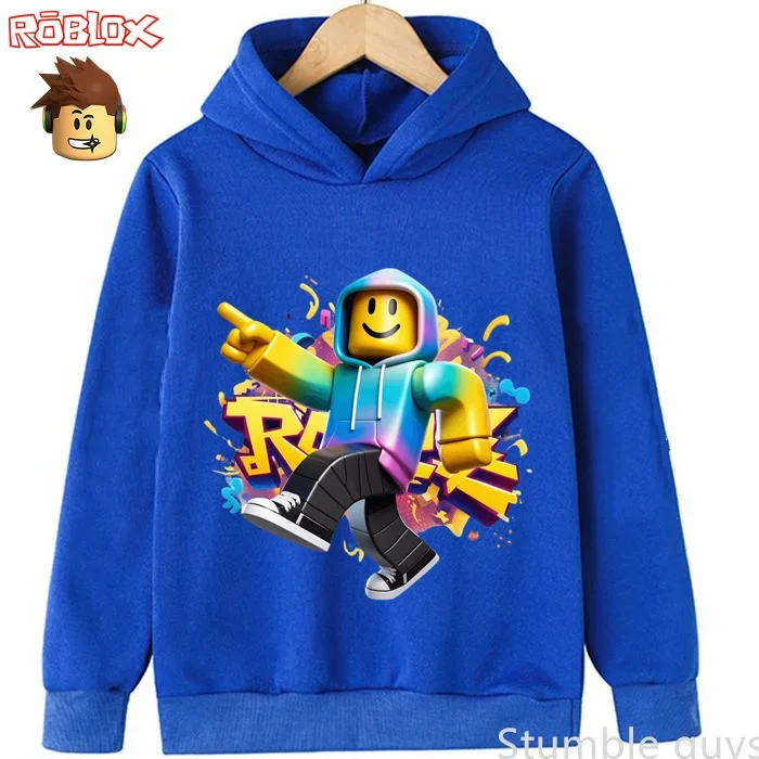 سويت شيرت Roblox Kids للخريف بغطاء للرأس عصري ثلاثي الأبعاد برسومات شخصيات الألعاب للأولاد والبنات