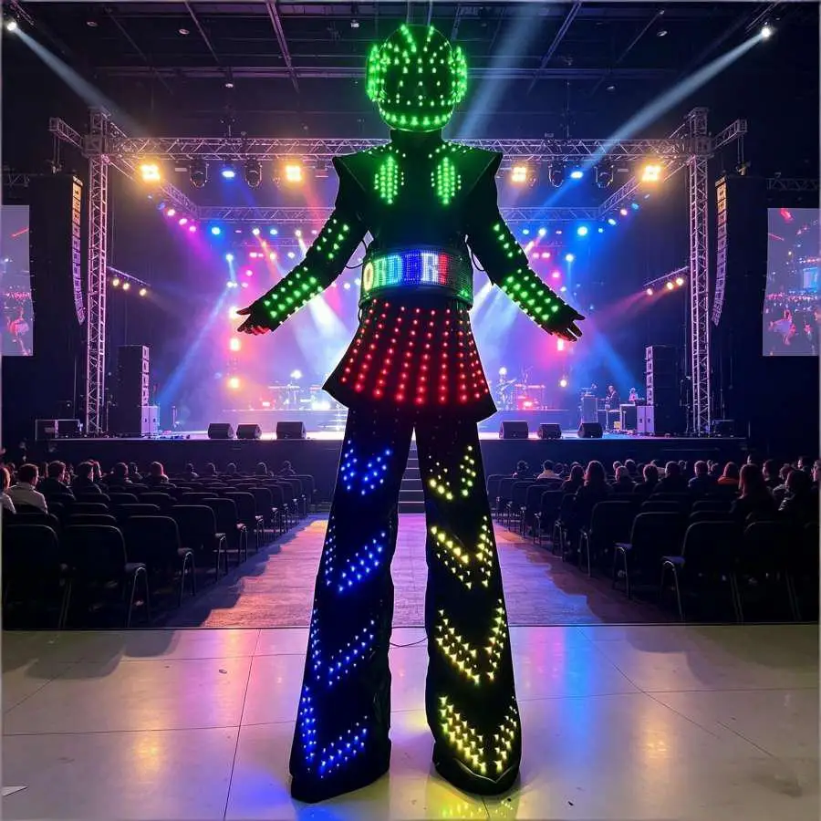 Women's LED Stilts Warrior Costume Dress Waterproof Glowing Suit Full Colors for Stage Show Christmas Halloween Party Performanc