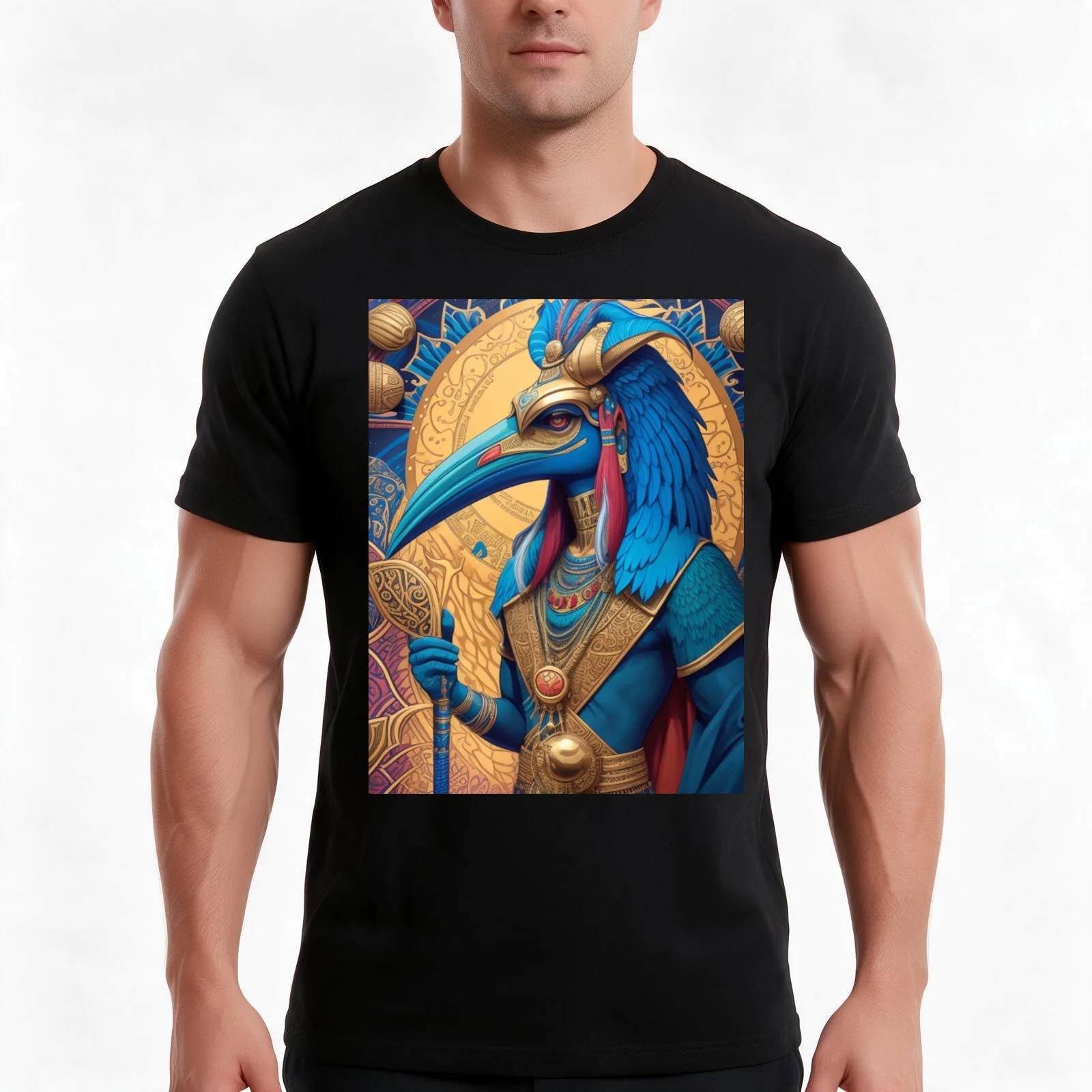 Thoth - Egyptian God of Magic and Knowledge - The Ibis God - Egyptian Deity T-Shirt Summer Casual Cotton Tee Unisex Men Women