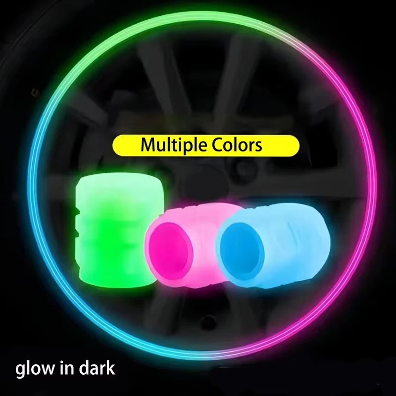 5pcs Glow In Dark Valve Cap Car/Motorcycle/Bike Tire Screw Cap Protective Cap Valve Port