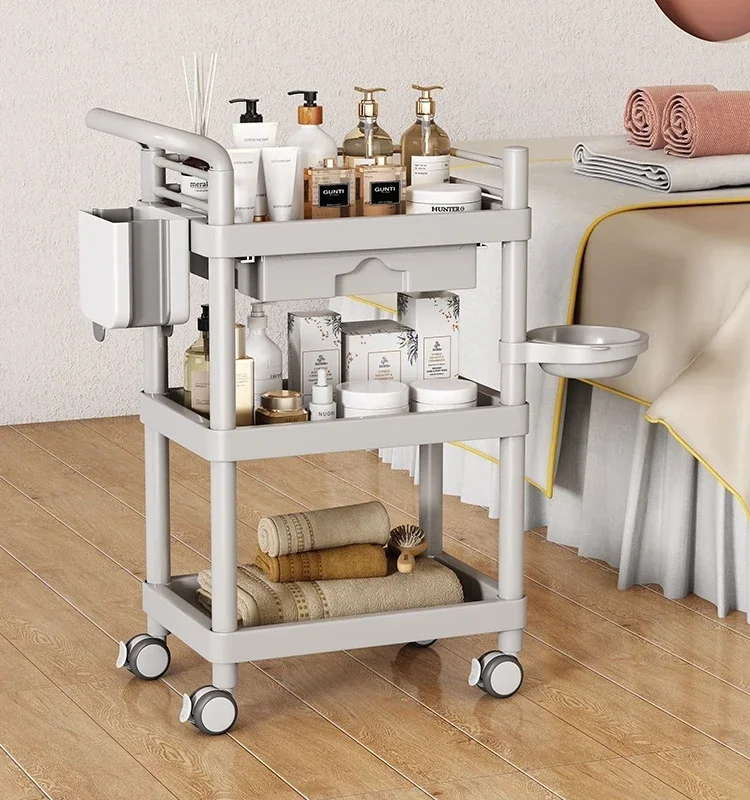 Medical Rolling Manicure Salon Trolley Cosmetic Tattoo Storage Salon Trolley Lash Barber Carrello Attrezzi Beauty Furniture KMST