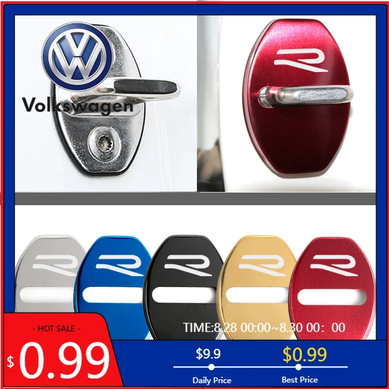 

VW 2026 Hot New Door Lock Decoration Rust Protection Stainless Steel Cover New R logo for VW Volkswagen Golf 8 MK8 Accessories