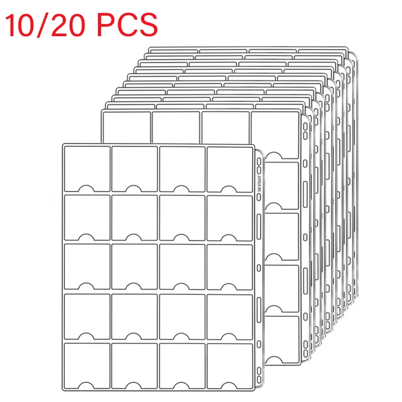 

20-grid 10/20PCS 9 Holes (PCCB) PVC Pocket Paper Clip Loose-leaf Inner Page Coin Collection (paper Clip/COIN/coin Page Hot Sale