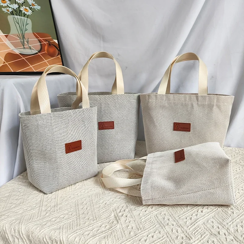 Tote bag canvas mommy bag lunch box bag with zipper sundry bag women\'s tote go to work small hands carry cloth bag