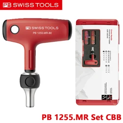 PB SWISS Tools PB 1255.MR Set CBB Cross Handle Universal Bit Holder with Ratchet Screwdriver with 20 Screwdriver Bits