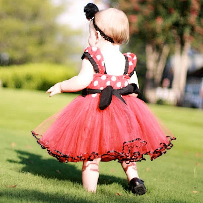 Little kids Mini Mouse Costume for Baby Girls Tutu Dress Polka Dot Clothing Birthday Party Tulle Dress Princess Fancy Dress Up