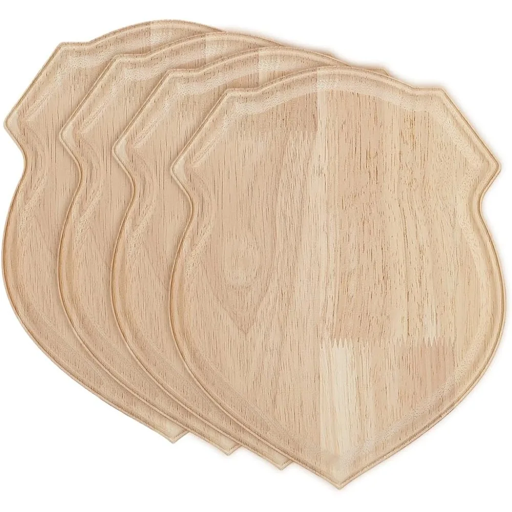 

4 шт. необработанная деревянная табличка в форме щита, деревянная табличка 9,8x7,8x0,67 дюйма, деревянная декоративная табличка, витрина для ювелирных изделий из бурливуда