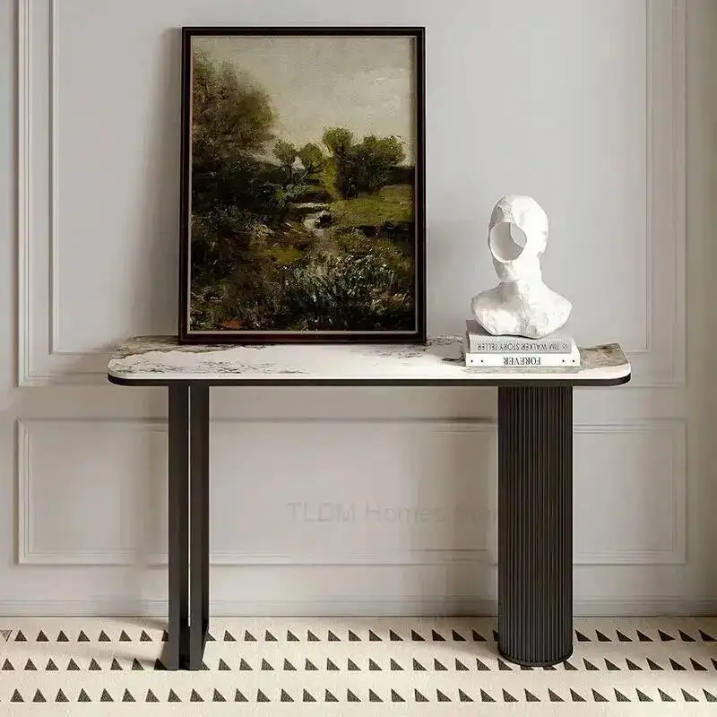 Against Italian Light Luxury Wall Slate Console Table The Modern Simple Corridor Entrance Home Cabinet Entryway End View Table Z