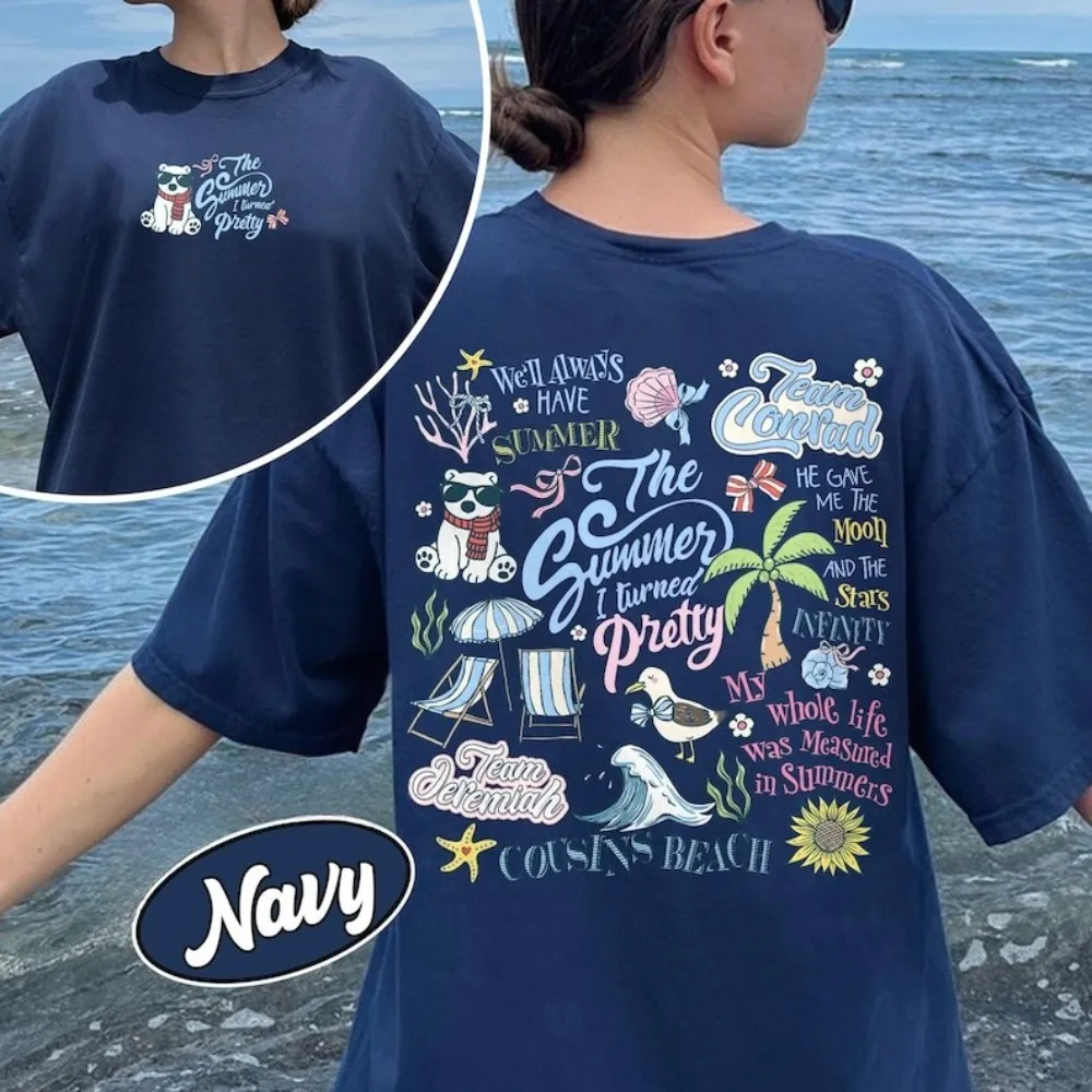 Summer I Turned Pretty 2 Sided Women Men T-Shirt Team Conrad Team Jeremiah Cousins Tee Summer Vibes Bookish Shirts for Women