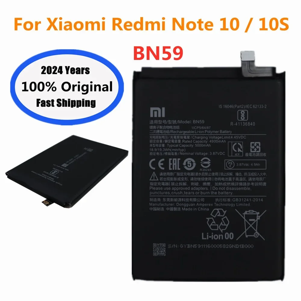 2024 Years 100% Original Battery For Xiaomi Redmi Note 10s 10 S Bateria BN59 5000mAh Phone Batteries In Stock + Tracking Number