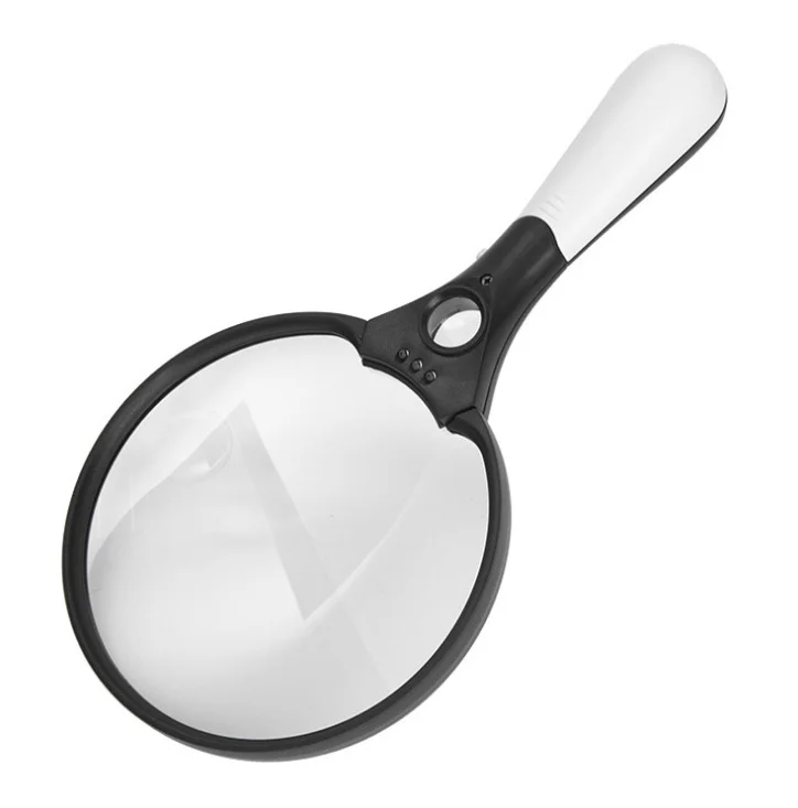 Lupa de vidro portátil de 137mm 2x 4x 25x para leitura ppraisal, coleção, antiguidades, joias 3 luzes led lupa