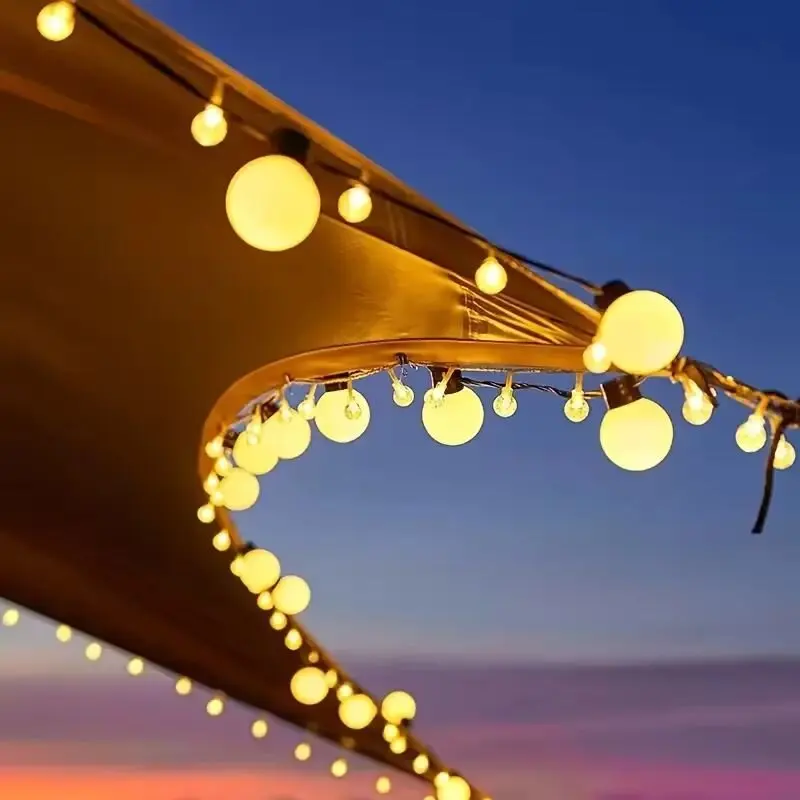 1PC LED Solar Light String,Outdoor White Balls Decoration Lights Hanging Lights For Garden,Yard,Patio,Balcony,Camping&Holidays