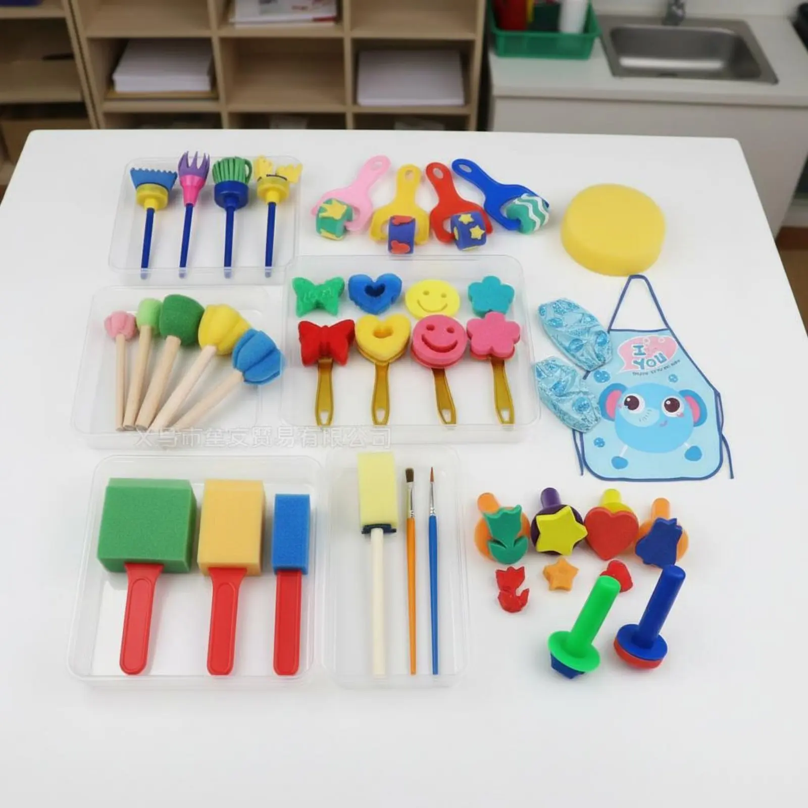 33 Pieces Sponge Stamp and Brush Set Variety of Designs Kids' Sponge Painting Set Children's Art and Craft Kit Fuels Creativity