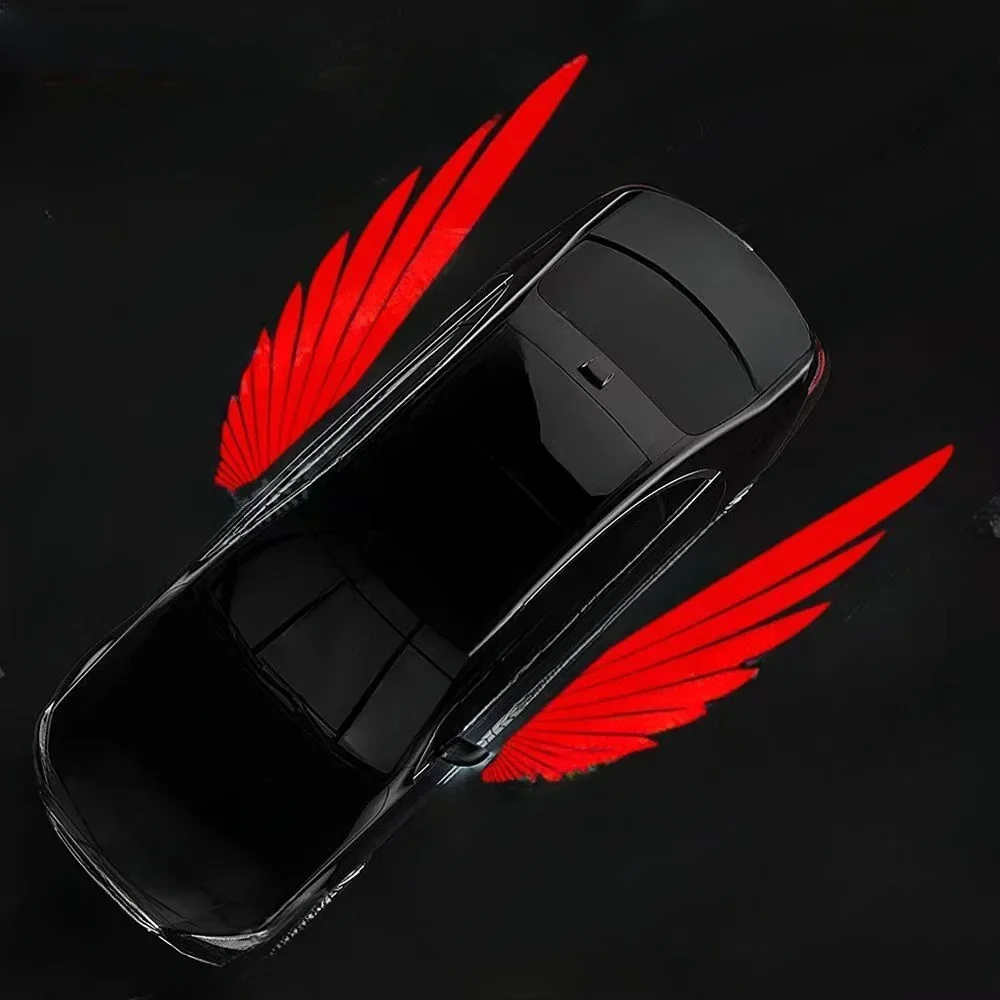

2PCS Red LED Light Car Accessories Modification Car Angel Wings Welcome Light Rearview Mirror Welcome Light Carpet Projection