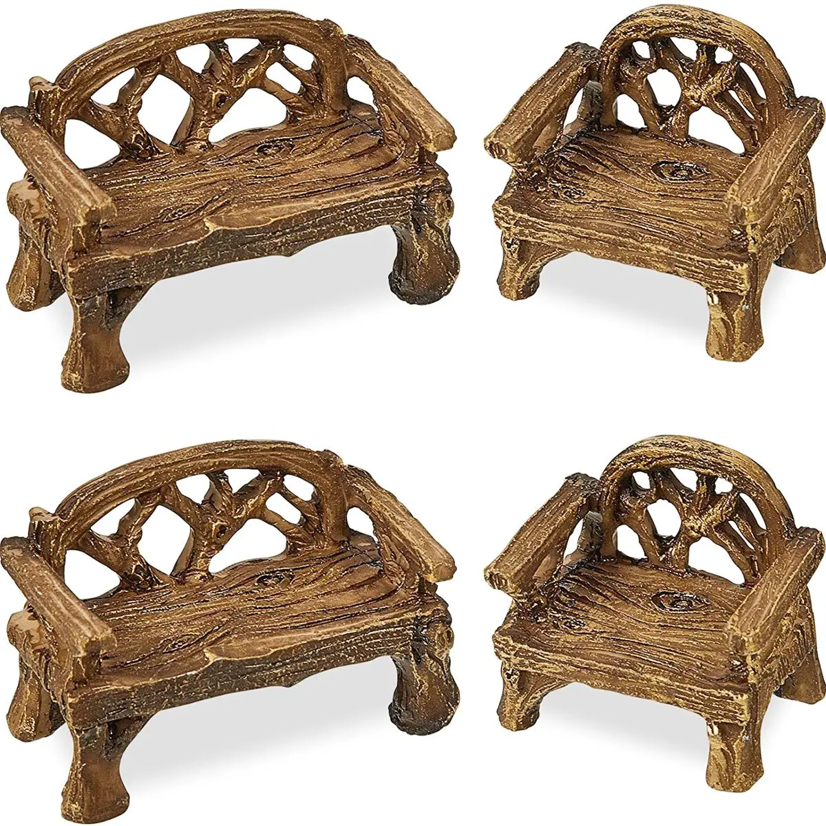 Micro Landscape DIY Craft Resin Fairy Garden Furniture Figurines Bench Miniature Lawn Chairs Set Park Seat Ornaments