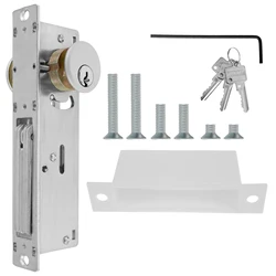 Commercial Mortise Lock Storefront Door Lock with Double Cylinder Solid Brass Hook Deadbolt Sliding Door Plug-in Lock for Shop