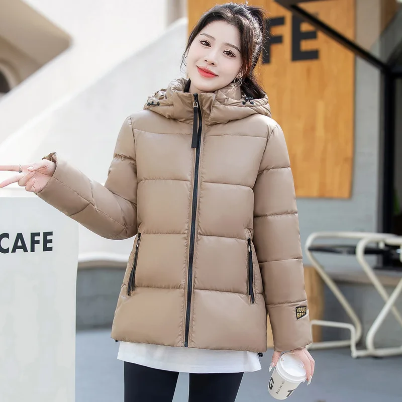 2023 Winter Coats Women Short Cotton-padded Jacket Windproof Parkas Thick Puffer Jacket Hooded Heating Lining Overcoat Mujer