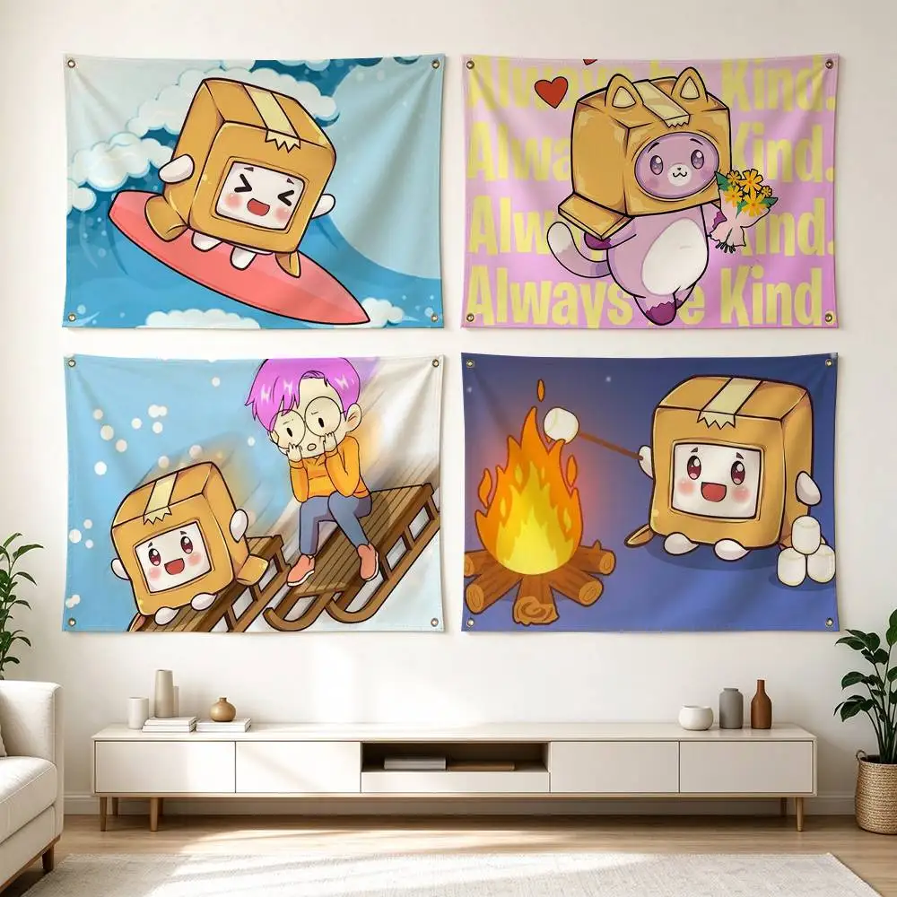 L-LankyBox Lovely Geometric Cartoon  Flags Wall Hanging Tapestry Outdoor Garage Room Decorative flag Background Blanket