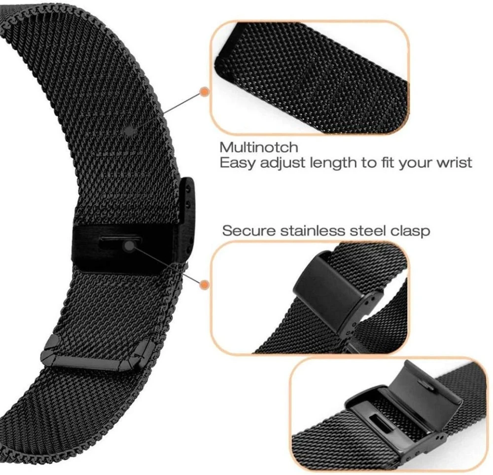 22mm 20mm Band For Samsung Galaxy Watch 7 6 5 4 3 Classic Gear S3 Active 2 Stainless Steel Strap For Huawei Watch 4 GT4 GT3 Gt2e