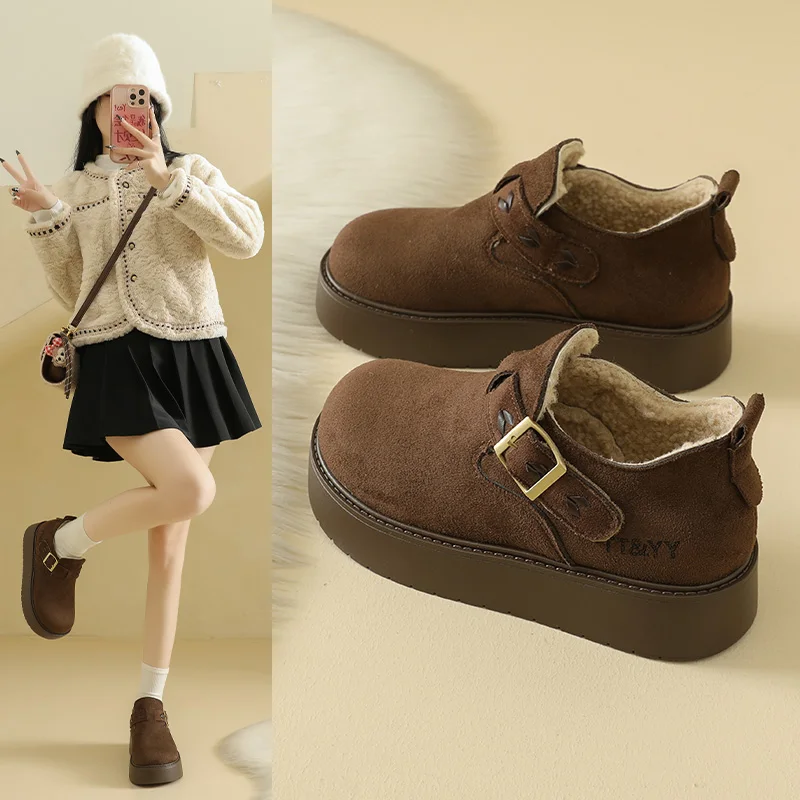 أحذية بدون كعب للاستخدام الخارجي، أحذية قطنية، أحذية نسائية دافئة مبطنة بالصوف، أحذية مقاومة للانزلاق والارتداء، BU01 #2