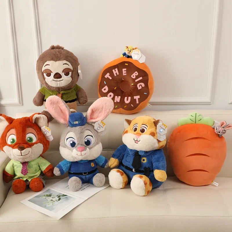 

38cm Zootopia Plush Doll Toy Disney Judy Nick Lightning Happy Series Pillow Office Learning Accompany Ornaments Holiday Gifts