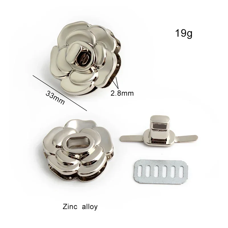 1PC Metal Camellia Bag Decorative Twist Lock High Quality Replaceable Closure Lock Fastening Buckle DIY Wallet Making