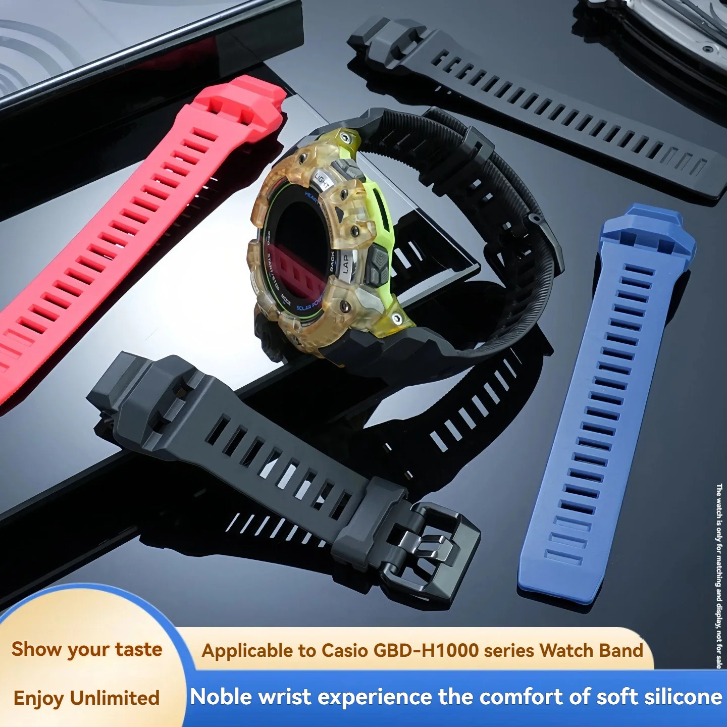 Breathable Soft Resin Rubber Watch Strap for Casio G-Shock GBD-H1000, Replacement Outdoor Sport Band with watch accessories view 2